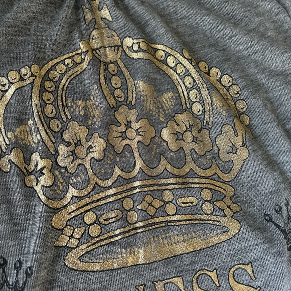 Guess Retro Y2k gorgeous gold glitter crown short sleeve top - Picture 2 of 12